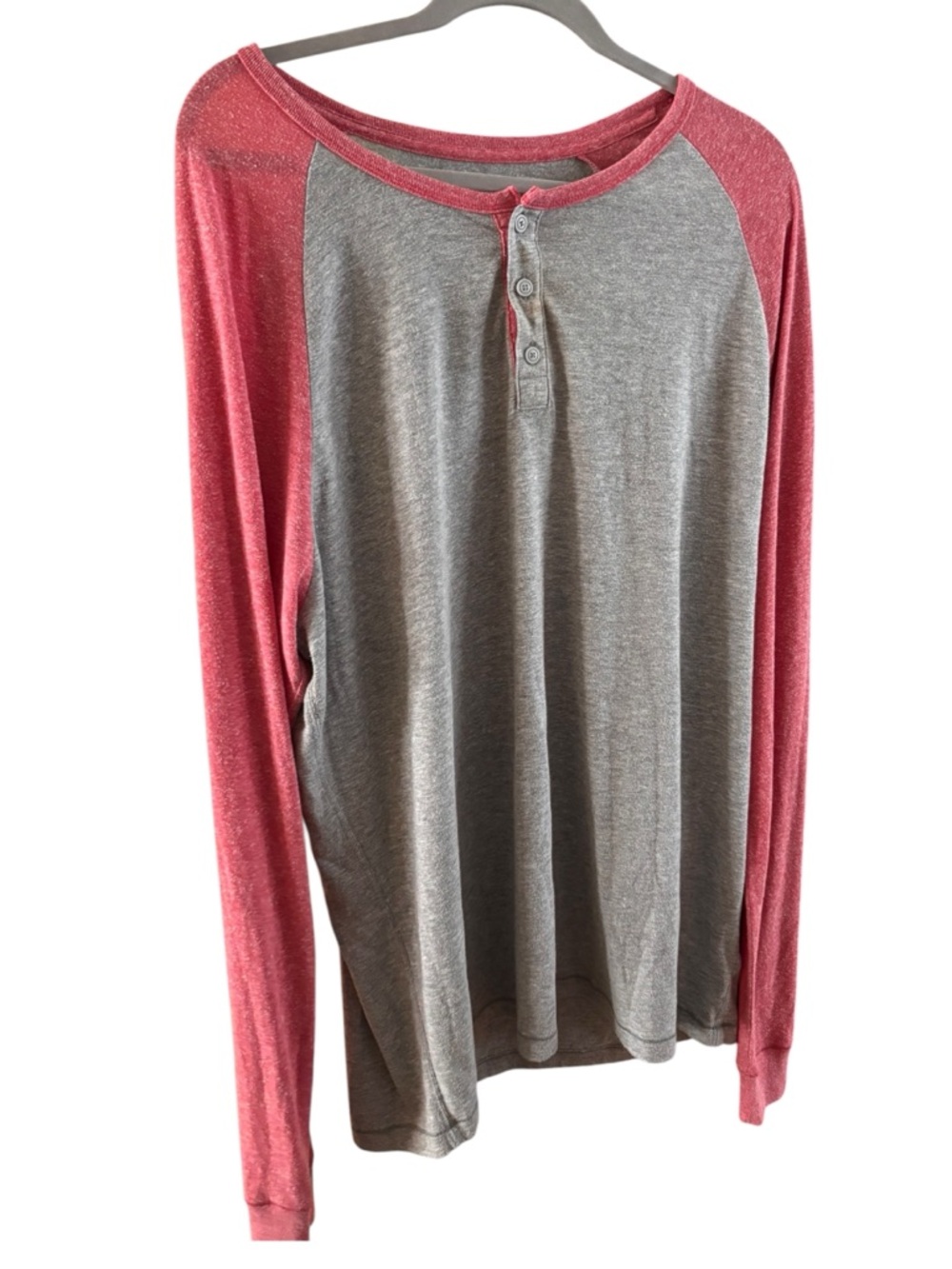 Aéropostale Pink Gray Raglan Henley Shirt 2XL Casual Colorblock Top